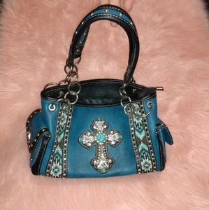 Montana West Purse Turquoise With Cross